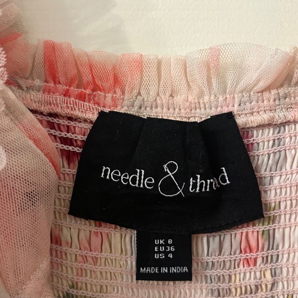Needle & Thread Pink Floral Tiered Tulle Midi Dress - Picture 12 of 14